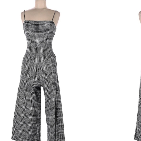 Forever 21 Plaid Glen Culotte Jumpsuit size medium stretch - Picture 4 of 4